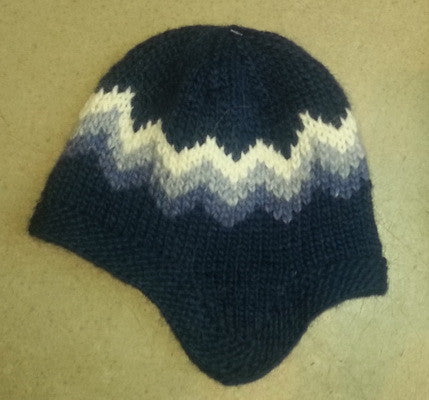Wool Hat with Earflaps - Blue