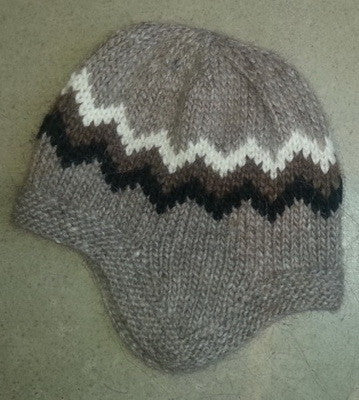 Wool Hat with Earflaps - Brown