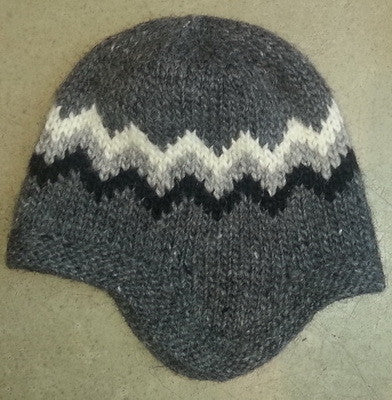 Wool Hat with Earflaps - Grey